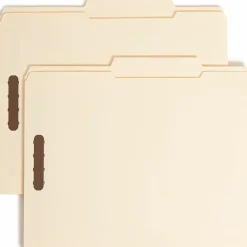 Smead® Top-Tab Fastener Folders With Tab, Letter Size, 2/5 Cut, Manila, Box Of 50