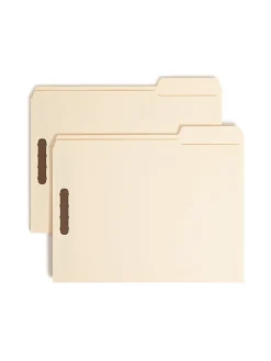 Smead® Top-Tab Fastener Folders With Tab, Letter Size, 2/5 Cut, Manila, Box Of 50