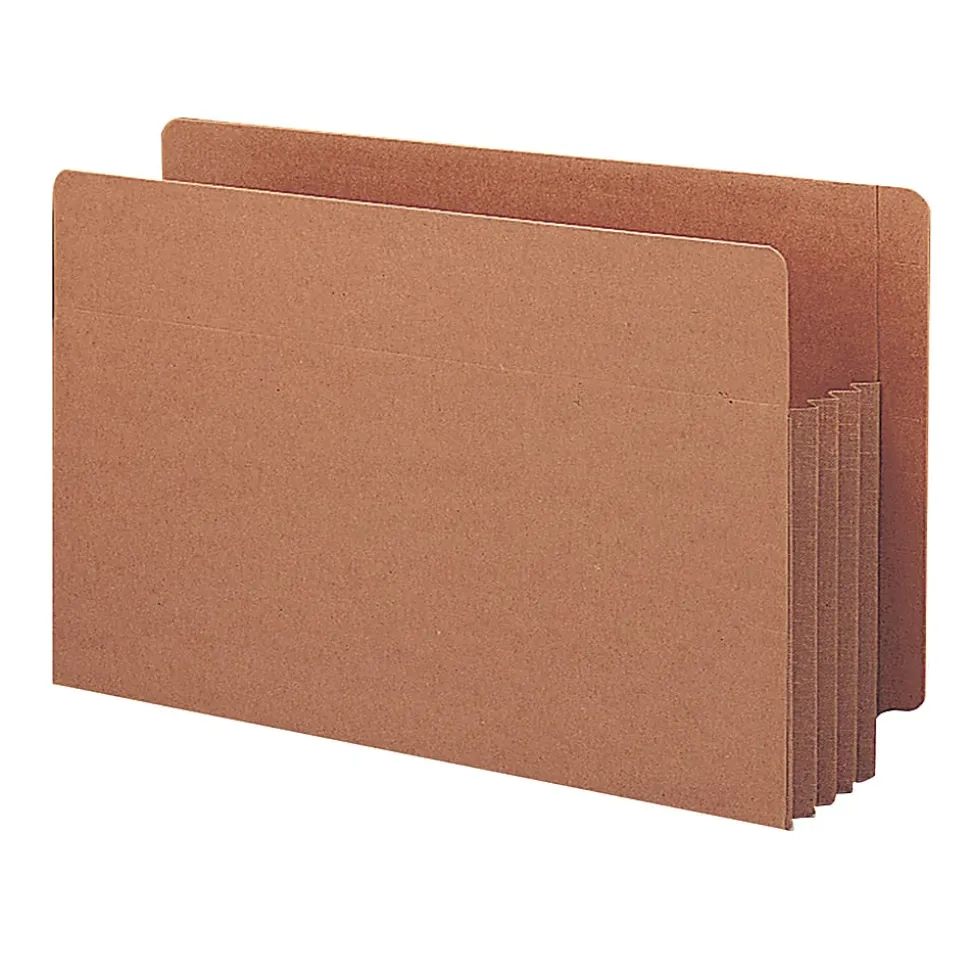 Smead® TUFF® End-Tab File Pockets, 3 1/2" Expansion, Legal Size, 30% Recycled, Redrope, Box Of 10