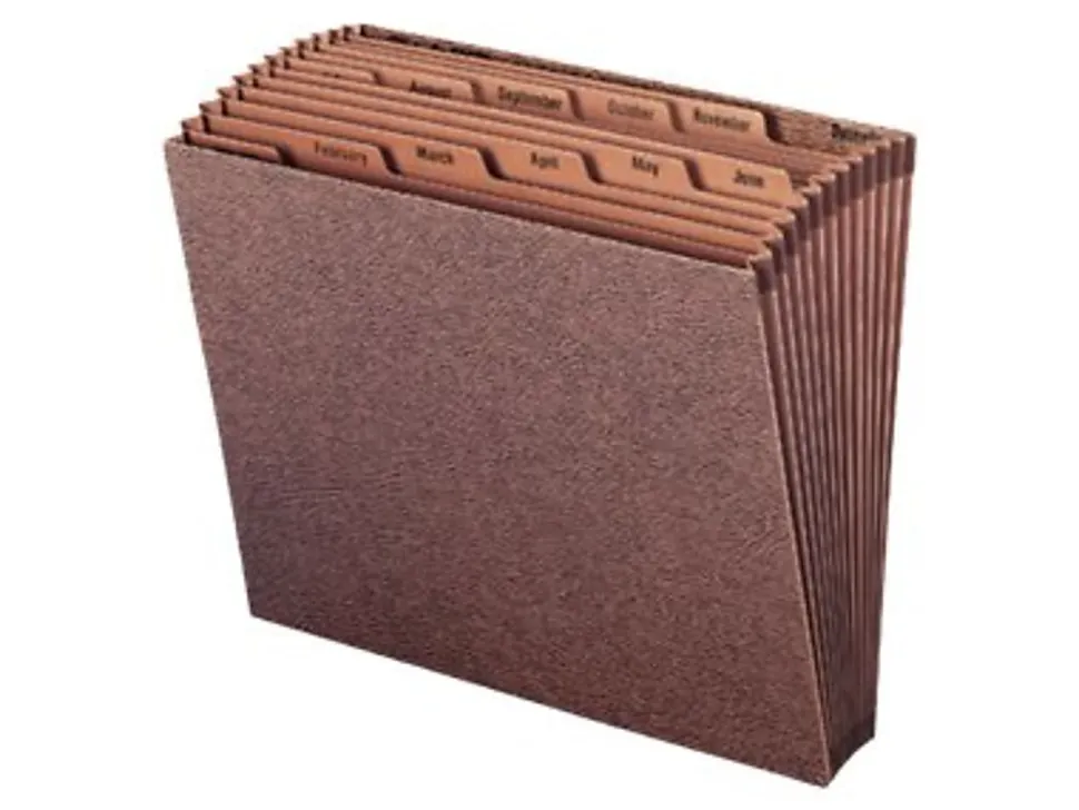 Smead® TUFF® Expanding File, 12 Pockets, Monthly, 12" x 10" Letter Size, 30% Recycled, Brown