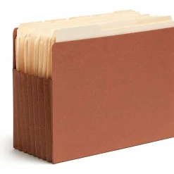 Smead® TUFF® Pocket File Pockets, End-Tab, Letter Size, 7" Expansion, 30% Recycled, Red, Box Of 5
