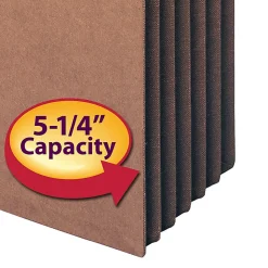 Smead® TUFF® Pocket File Pockets, 5 1/4" Expansion, 9 1/2" x 11 3/4", 30% Recycled, Dark Brown, Pack Of 10