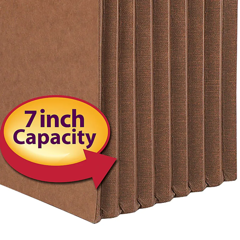 Smead® TUFF® Pocket File Pockets, 7" Expansion, 9 1/2" x 14 3/4", 30% Recycled, Redrope, Pack Of 5