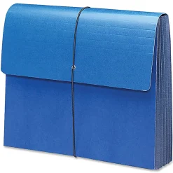 Smead® Tyvek® Gusset Expanding Wallet With Elastic Cord, Letter Size, 5 1/4" Expansion, Navy Blue
