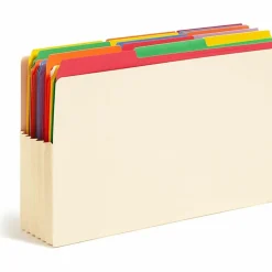 Smead® Tyvek®-Lined Gusset End-Tab File Pockets, Legal Size, 5 1/4" Expansion, Manila, Box Of 10