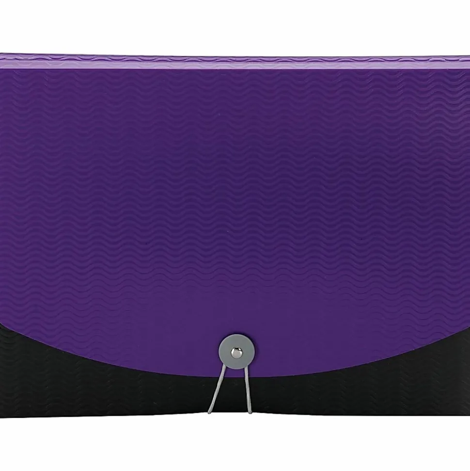 Smead® Wave 12-Pocket Poly Expanding File, Letter Size, 8 1/2" x 11", Purple/Black
