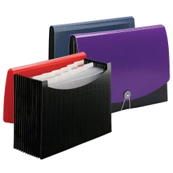 Smead® Wave 12-Pocket Poly Expanding File, Letter Size, 8 1/2" x 11", Purple/Black