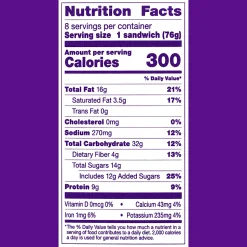 Smucker's Peanut Butter & Grape Wheat Uncrustables, 2.6 Oz, Total Qty 16