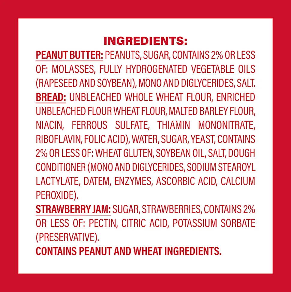 Smucker's Peanut Butter & Strawberry Wheat Uncrustables, 2.6 Oz, Total Qty 16