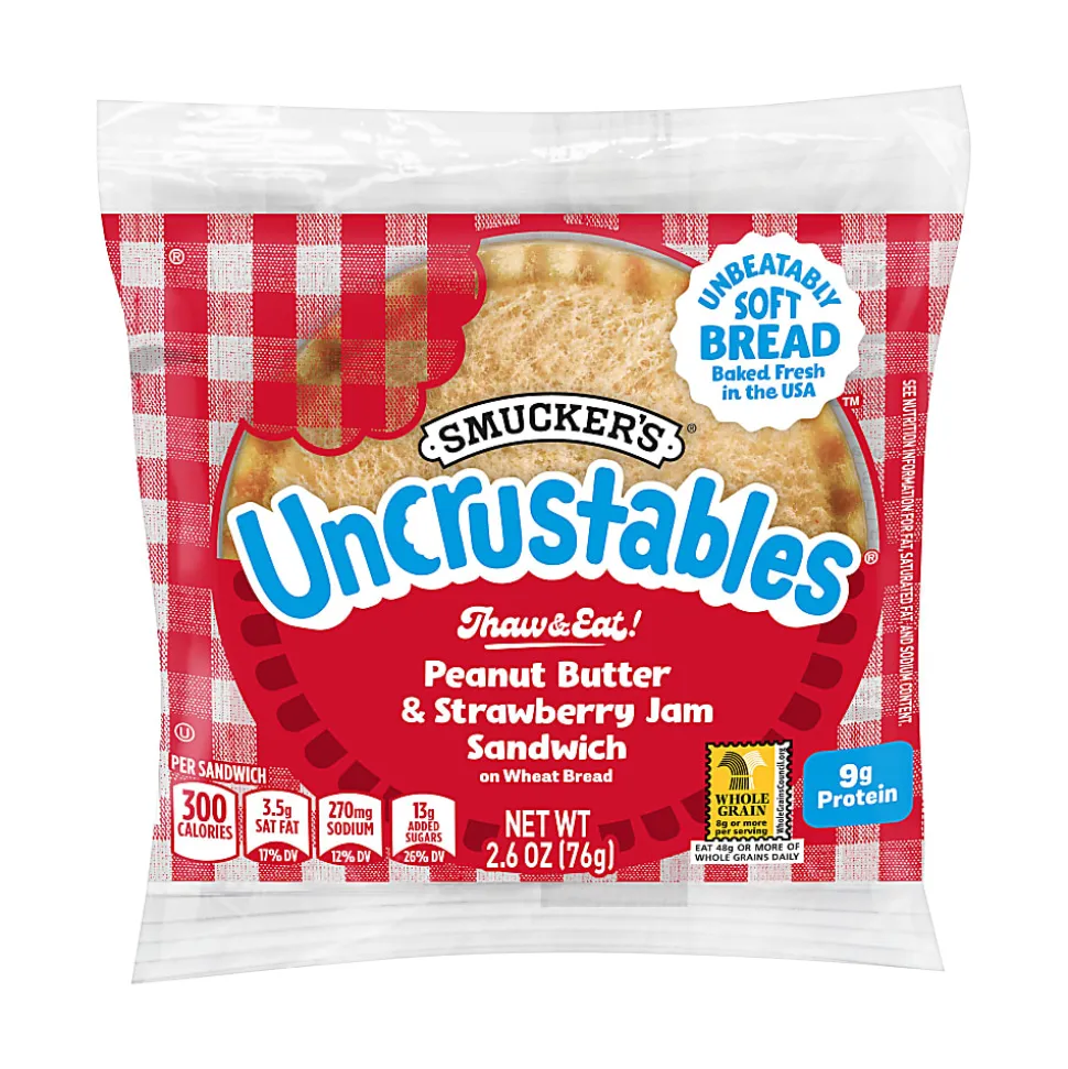 Smucker's Peanut Butter & Strawberry Wheat Uncrustables, 2.6 Oz, Total Qty 16