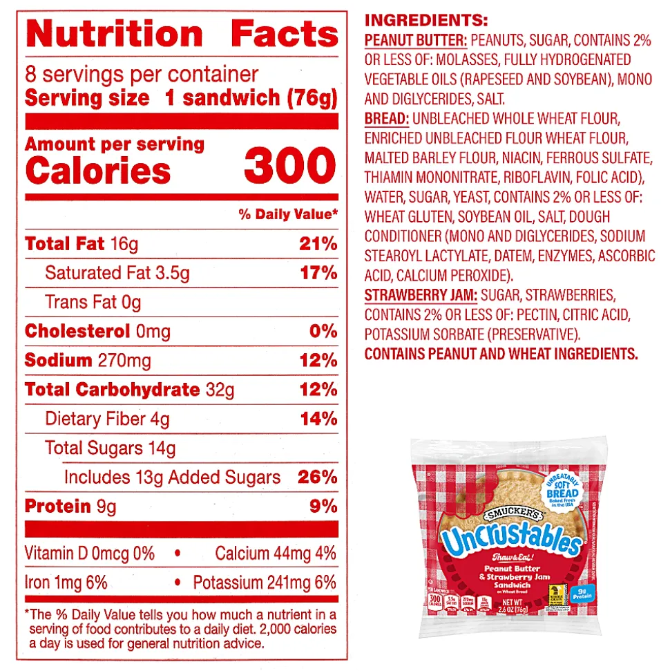 Smucker's Uncrustables Variety, 2.6 Oz, Total Qty 48
