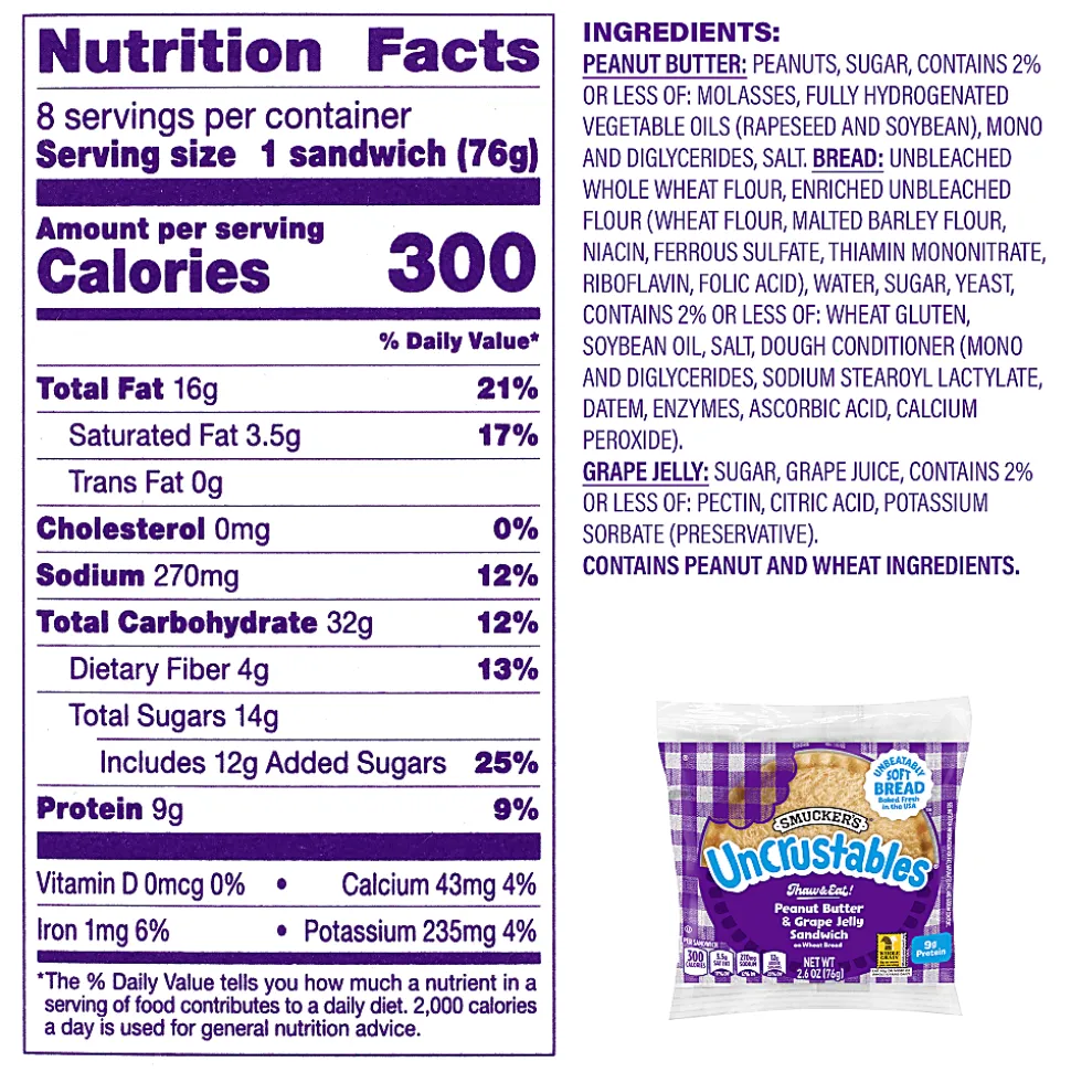 Smucker's Uncrustables Variety, 2.6 Oz, Total Qty 48