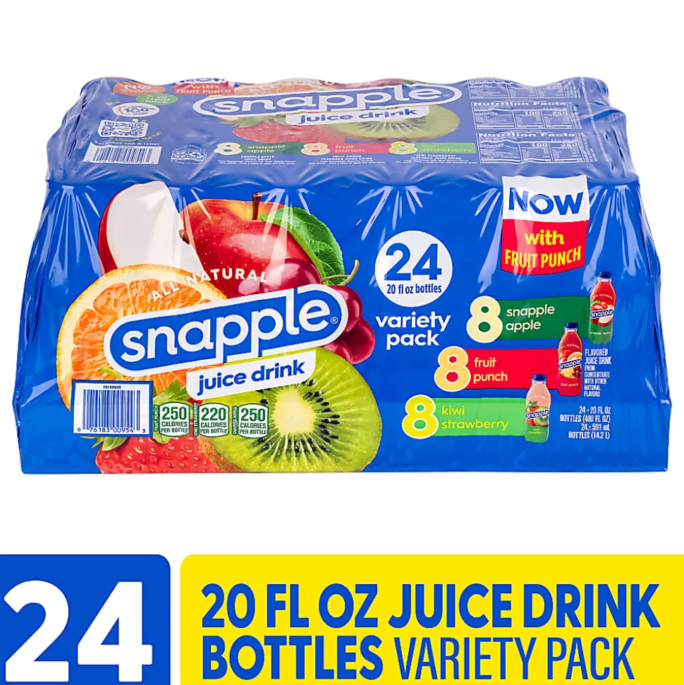 Snapple All Natural Juice Drink, 20 Oz Bottle, Pack Of 24 Bottles