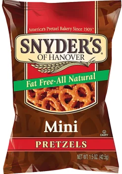Snyder's® Fat-Free All-Natural Mini Pretzels, 1.5 Oz, Pack Of 48