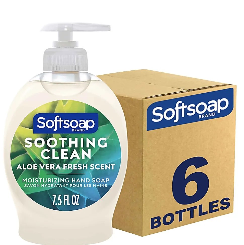 Softsoap Antibacterial Liquid Hand Soap Pump Bottles, Soothing Aloe Vera, 7.5 Oz, Pack Of 6 Bottles