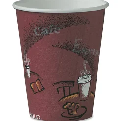 Solo Cup 8 oz Bistro Design Disposable Paper Cups - 50 / Pack - Maroon - Paper - Beverage, Hot Drink, Cold Drink, Coffee, Tea, Cocoa