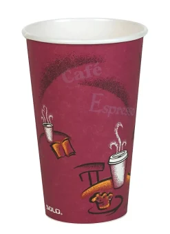 Solo Cup Paper Hot Cups, 16 Oz, Maroon, Carton Of 300 Cups