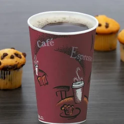 Solo Cup Paper Hot Cups, 16 Oz, Maroon, Carton Of 300 Cups