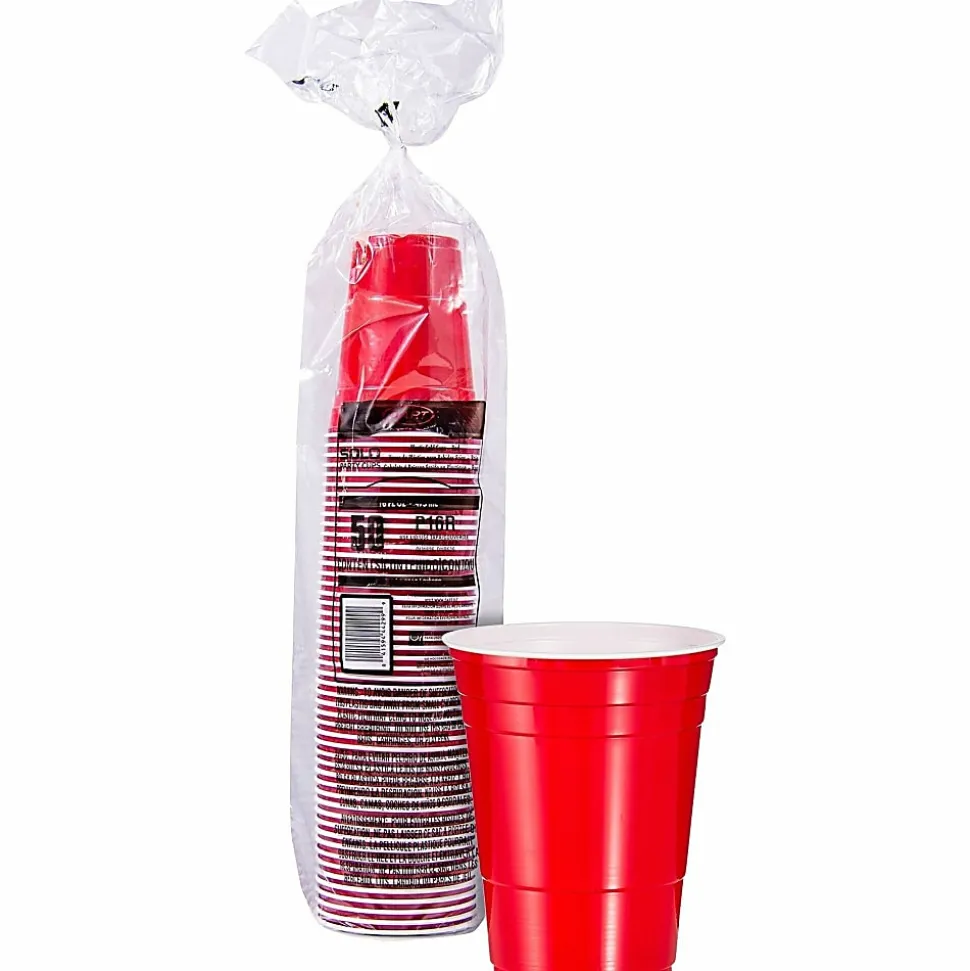 Solo Cup Plastic Party Cups, 16 Oz, Red, Box Of 50 Cups