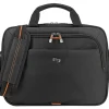 Solo New York Ace Slim Briefcase For 15.6" Laptops, Black/Orange