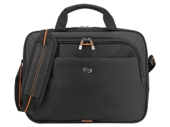 Solo New York Ace Slim Briefcase For 15.6" Laptops, Black/Orange