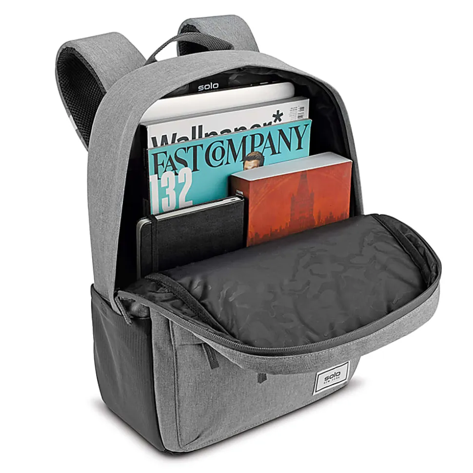 Solo New York Bags Recover Recycled Backpack With 15.6" Laptop Pocket, 51% Recycled, Gray