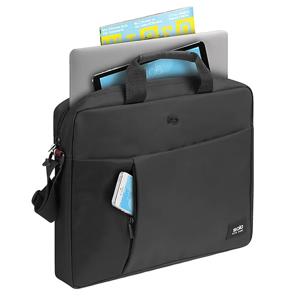 Solo New York Lead Slim Briefcase With 15.6" Laptop Pocket, Black
