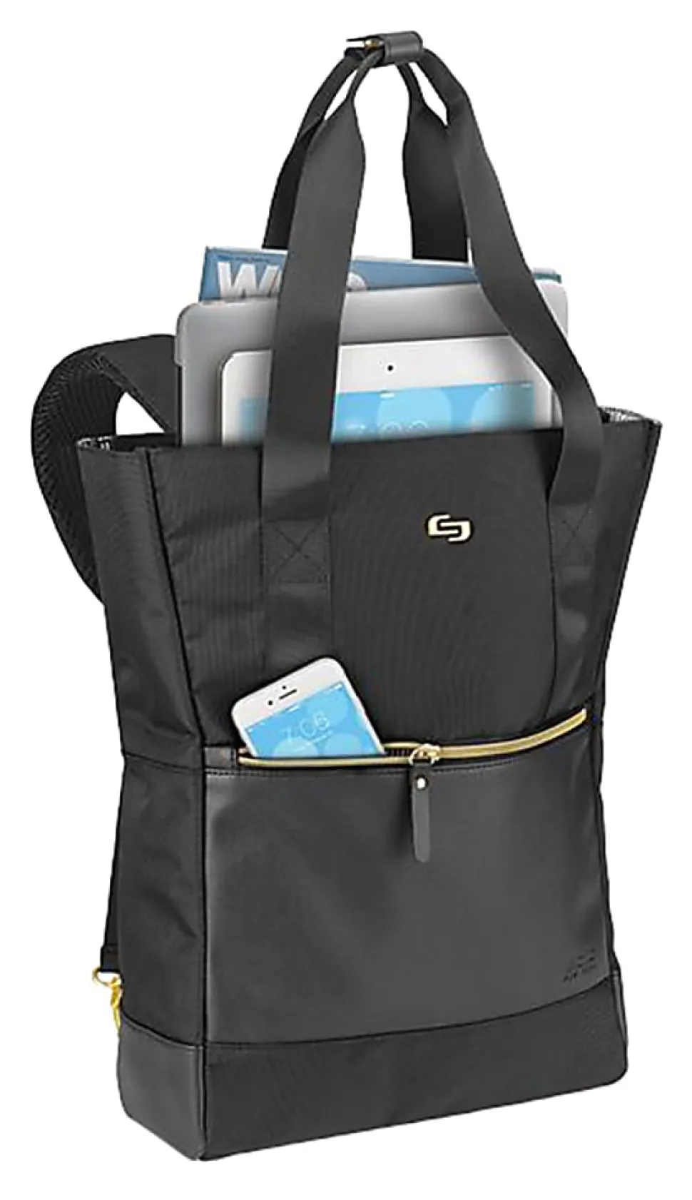 Solo New York Parker Hybrid Tote/Backpack With 15.6" Laptop Pocket, Black