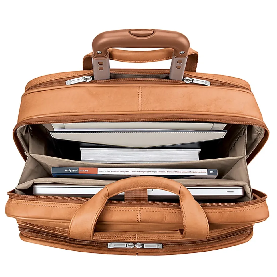 Solo New York Walker Leather Rolling Case for 15.6” Laptops, Tan
