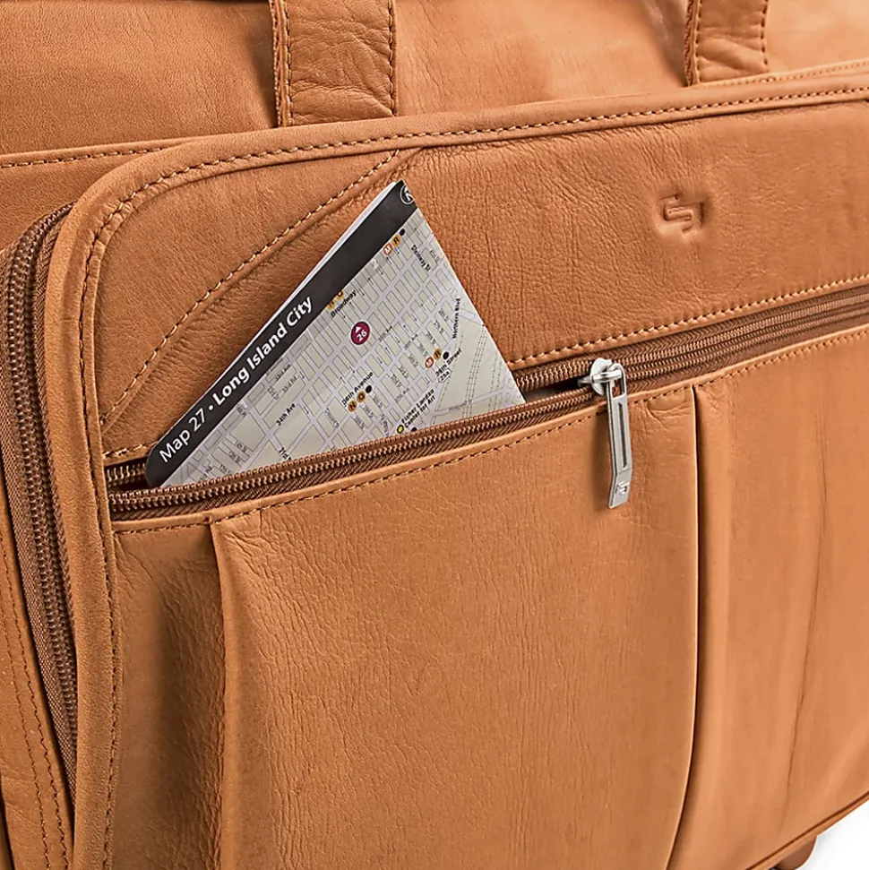 Solo New York Walker Leather Rolling Case for 15.6” Laptops, Tan