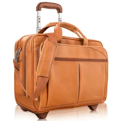 Solo New York Walker Leather Rolling Case for 15.6” Laptops, Tan