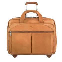 Solo New York Walker Leather Rolling Case for 15.6” Laptops, Tan