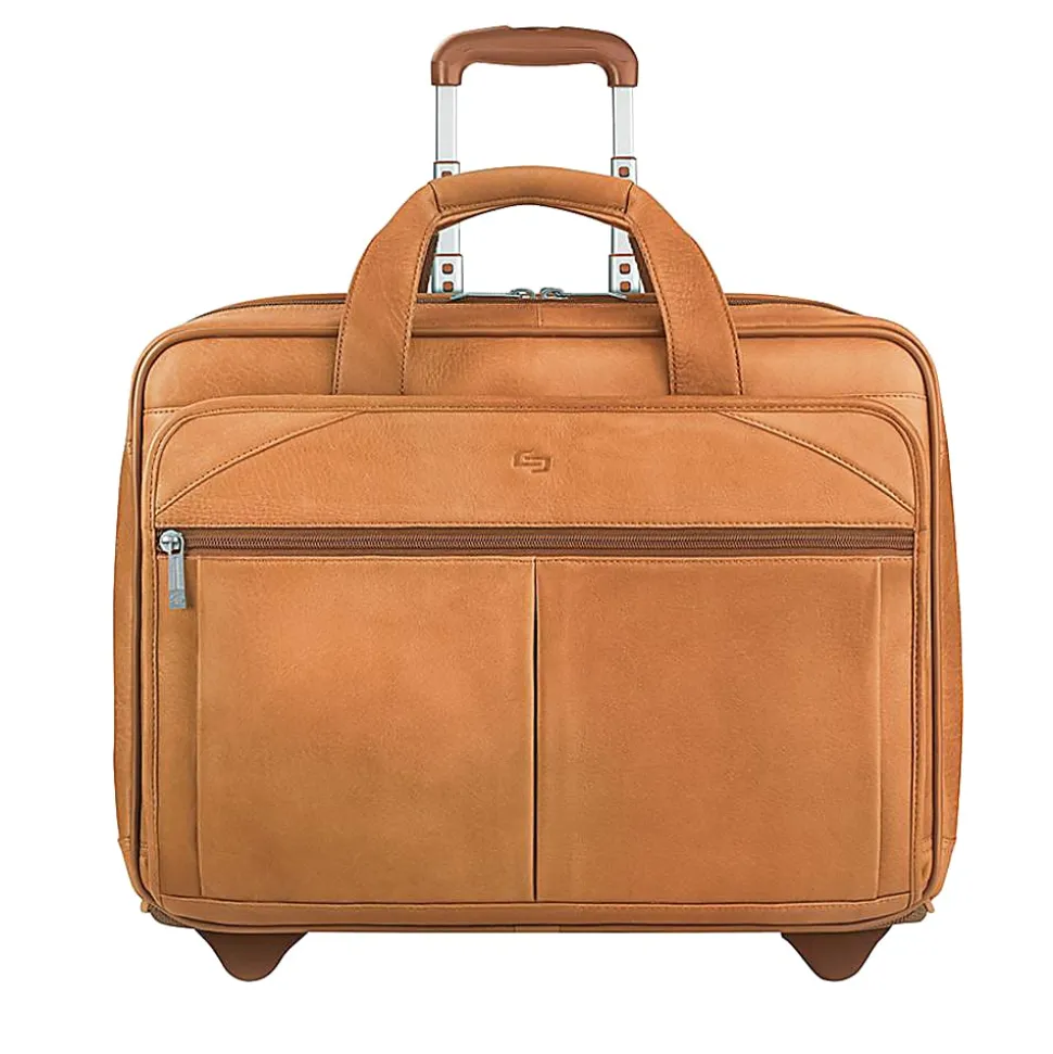 Solo New York Walker Leather Rolling Case for 15.6” Laptops, Tan