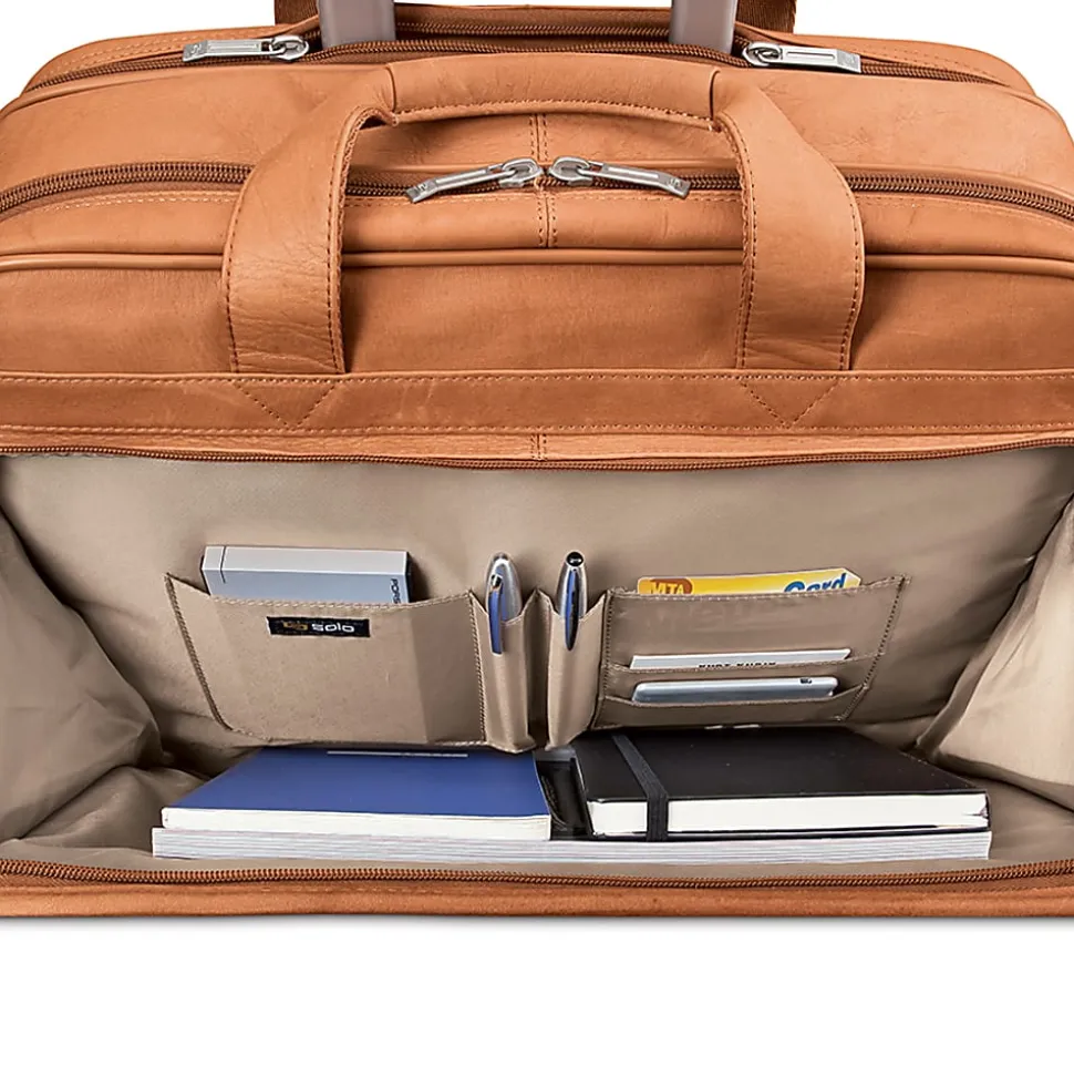 Solo New York Walker Leather Rolling Case for 15.6” Laptops, Tan