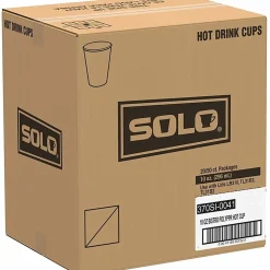 SOLO® Paper Hot Drink Cups in Bistro® Design, 3.35" Diameter x 3.82" h, 10oz, Maroon, 1,000/CT