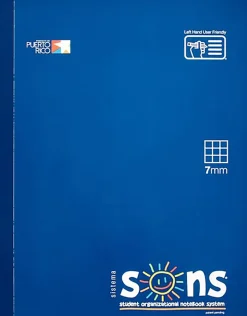 SONS System Quad Grid Notebooks, 9-3/4" x 7-1/2", 1 Subject, Quadrille Rule, 7mm, 200 Sheets, Blue