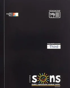 SONS System Third Notebooks, 9-3/4" x 7-1/2", 1 Subject, Primary Rule, 200 Sheets, Black