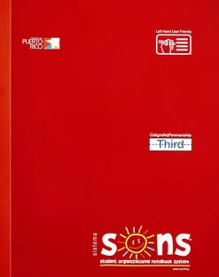 SONS System Third Notebooks, 9-3/4" x 7-1/2", 1 Subject, Primary Rule, 200 Sheets, Red