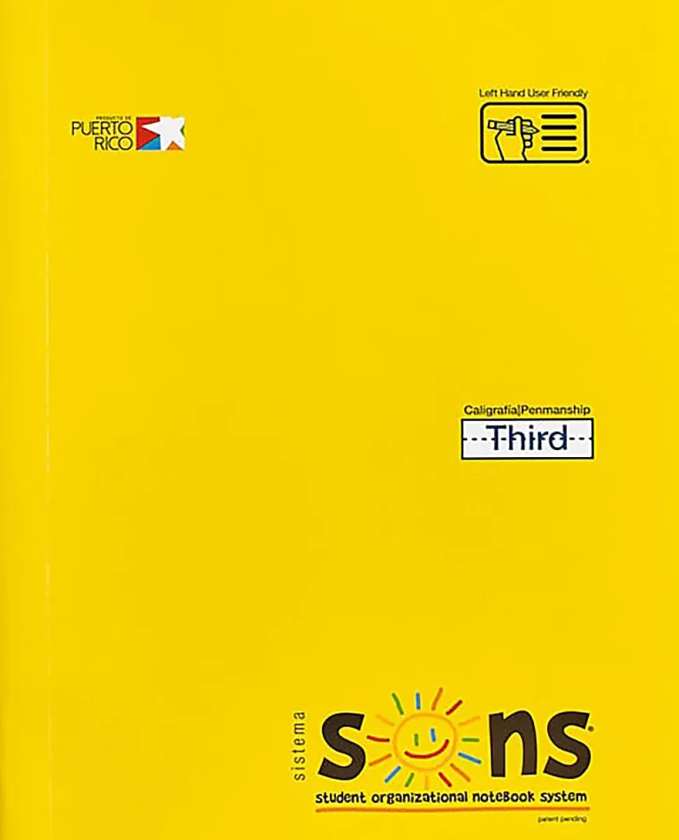 SONS System Third Notebooks, 9-3/4" x 7-1/2", 1 Subject, Primary Rule, 200 Sheets, Yellow