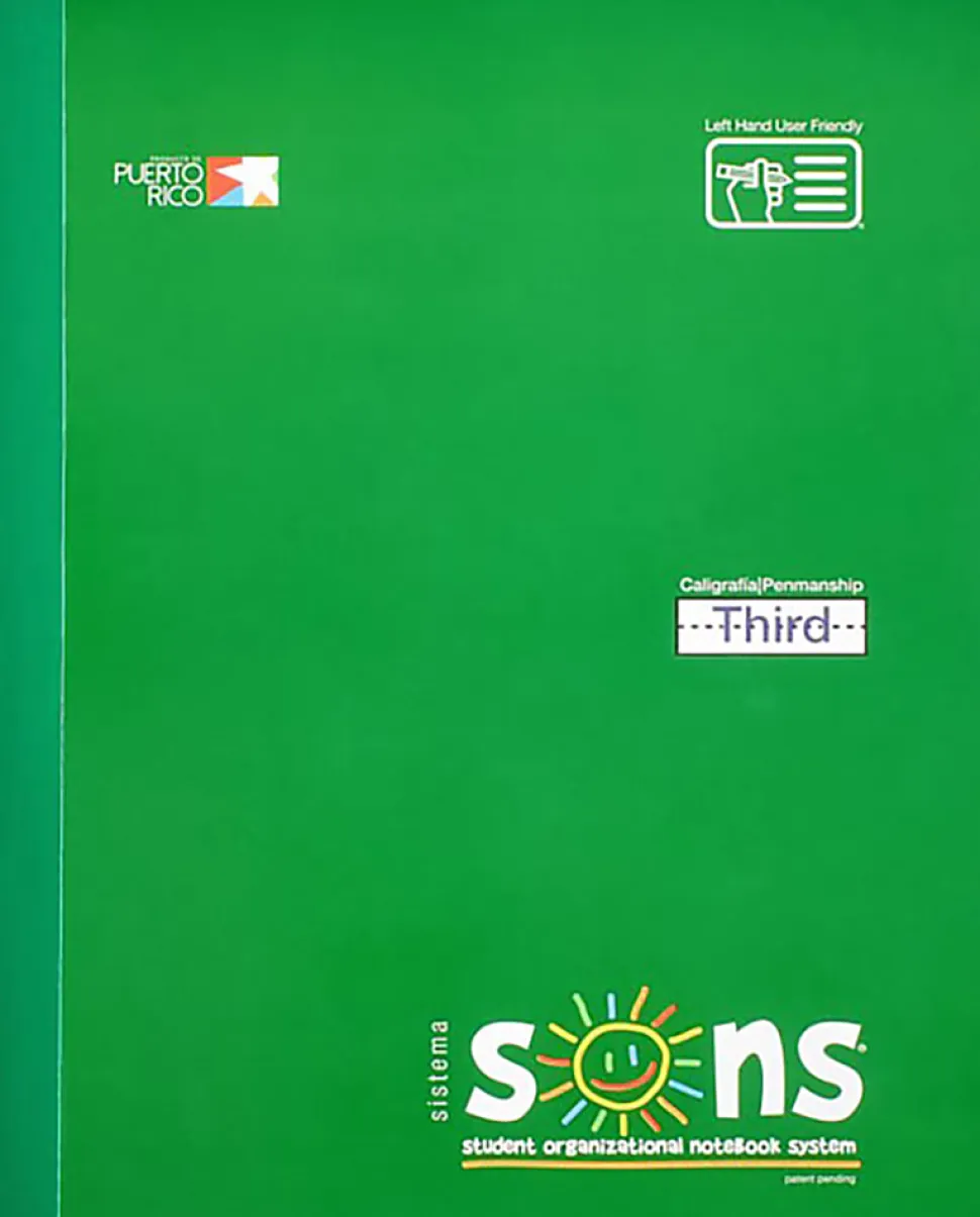 SONS System Third Notebooks, 9-3/4" x 7-1/2", 1 Subject, Primary Rule, 200 Sheets, Green