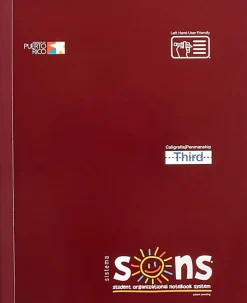 SONS System Third Notebooks, 9-3/4" x 7-1/2", 1 Subject, Primary Rule, 200 Sheets, Burgundy