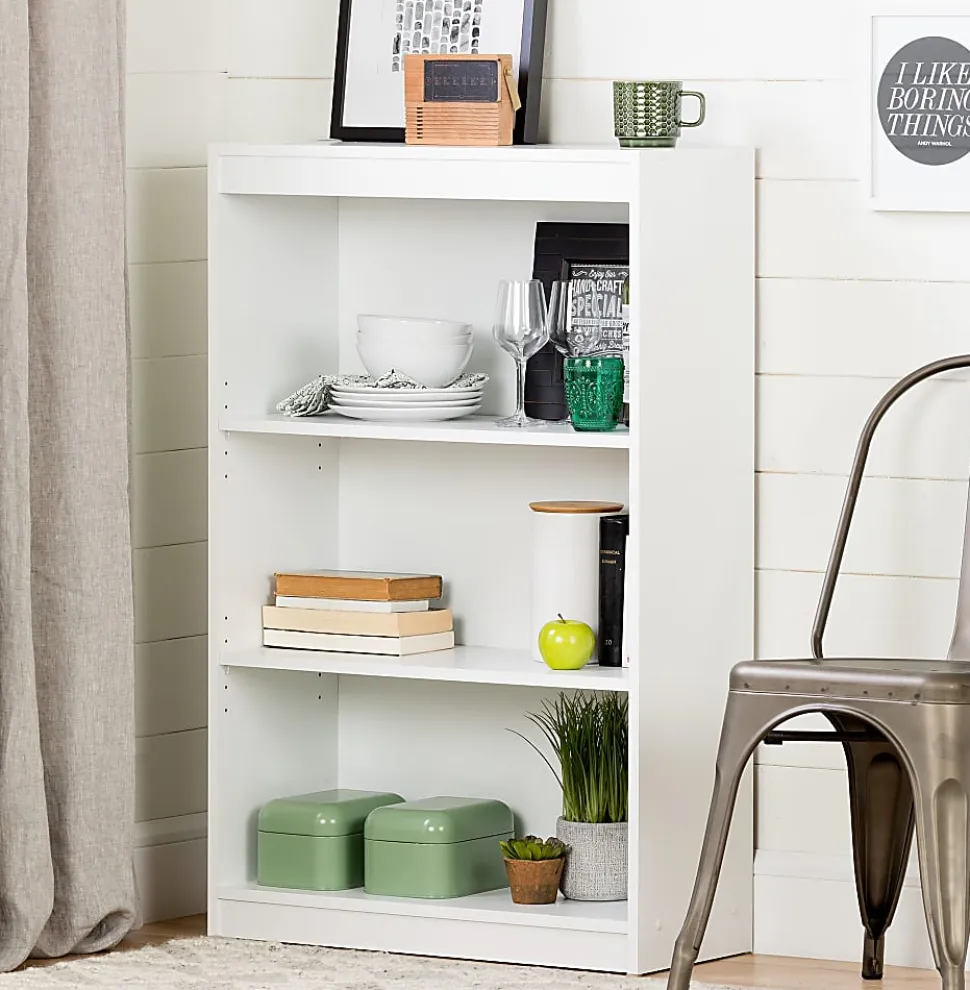 South Shore Axess 44"H 3-Shelf Bookcase, Pure White