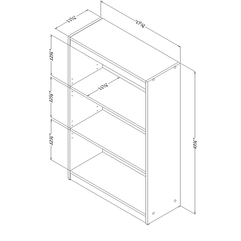 South Shore Axess 44"H 3-Shelf Bookcase, Pure White