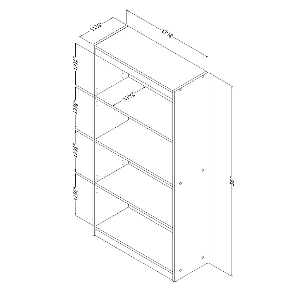 South Shore Axess 57"H 4-Shelf Bookcase, Pure White