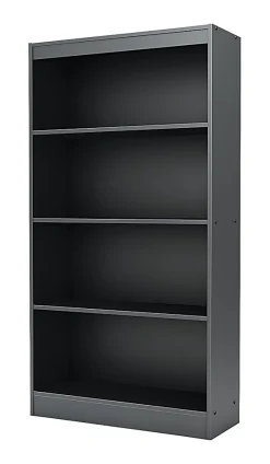 South Shore Axess 56"H 4-Shelf Contemporary Bookcase, Black/Dark Finish, Standard Delivery