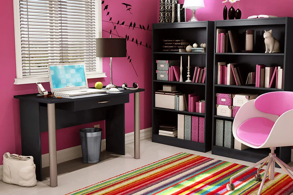 South Shore Axess 56"H 4-Shelf Contemporary Bookcase, Black/Dark Finish, Standard Delivery