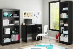 South Shore Axess 69"H 5-Shelf Narrow Bookcase, Pure Black