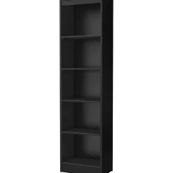 South Shore Axess 69"H 5-Shelf Narrow Bookcase, Pure Black