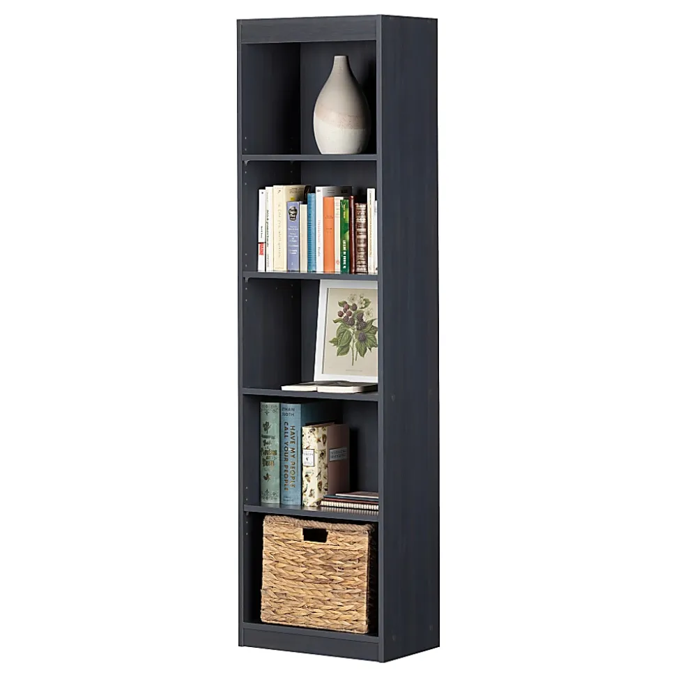 South Shore Axess 68-3/4"H 5-Shelf Narrow Bookcase, Blueberry