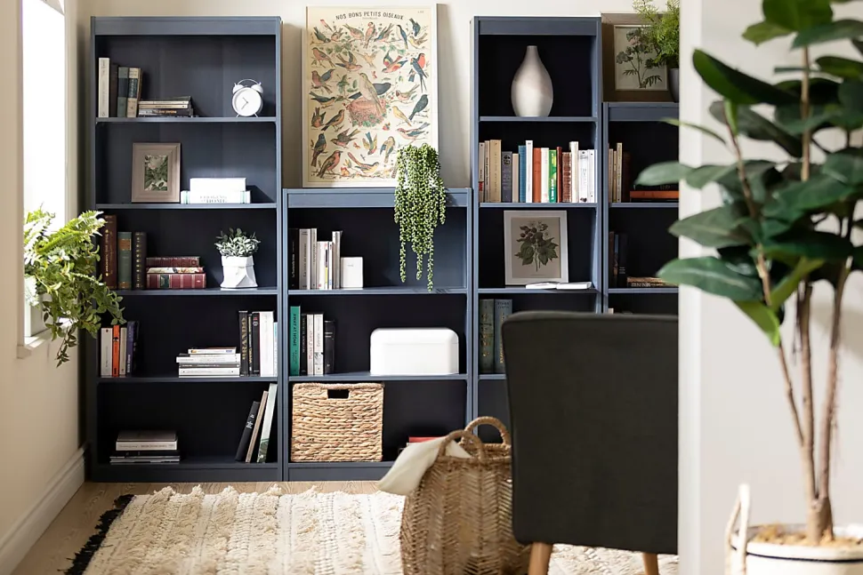 South Shore Axess 68-3/4"H 5-Shelf Narrow Bookcase, Blueberry